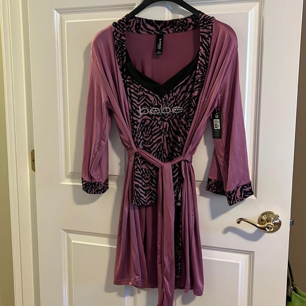 Bebe 3-piece Short and Robe Set - NWT, Med